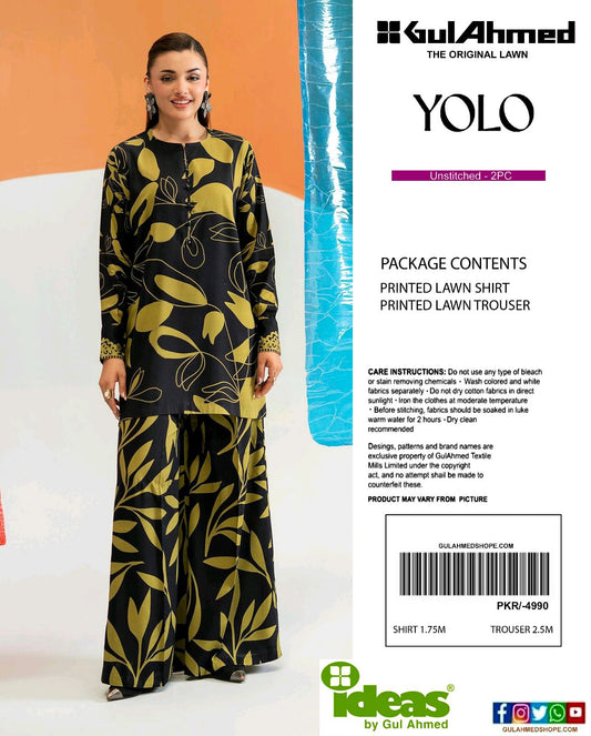 GulAhmed YOLO Digital Printed Co-Ords Set (Shirt & Trouser)